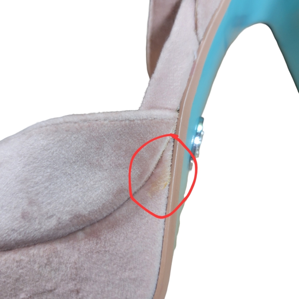 Betsey Johnson Blush Pink Velvet Platform Heels with Embellished Block Heel - Picture 7 of 15